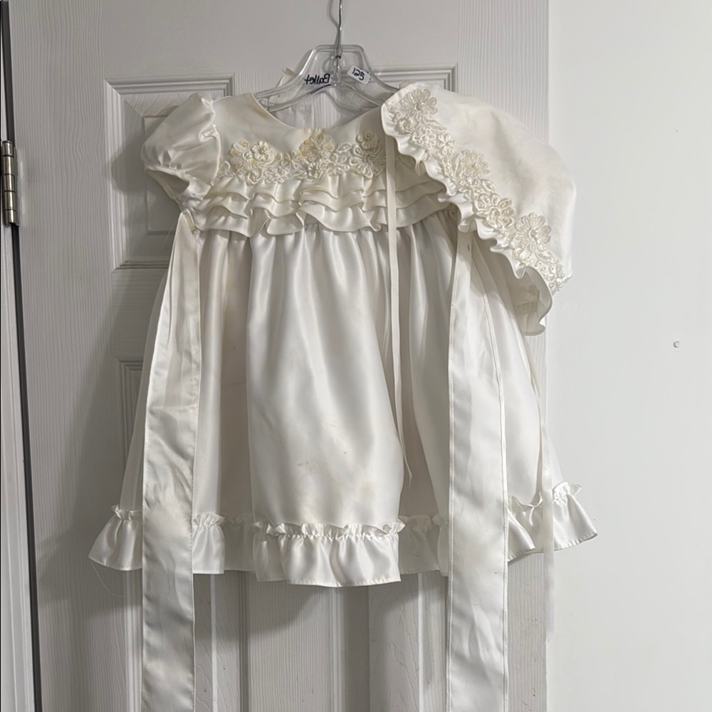 Elegant White Ruffled Dress with Embroidery